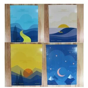 4 Posters 24x18” ATHLETIC BREWING Outdoorsy Surf Camp Hike Climb Gorpcore Sober